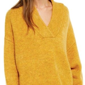 Topshop Deep V-Neck Sweater Oversized Chunky Knit